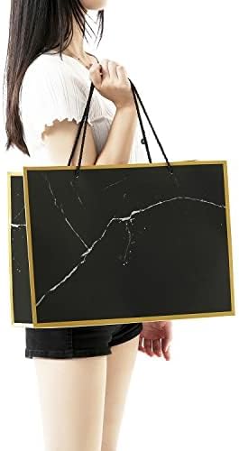 Cmecial 10 Marble Extra Large Gift Bags with Tissue Papers, 16" Gold Black Gift Bags Large with Handles, Black Paper Groomsmen Paper Gift Bags Large Size, Large Gift Bags for Presents - Image 5