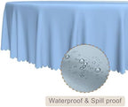 Light Blue Round Tablecloth 70 Inch Gradient Dusty Blue Circular Table Cover Waterproof and Spill Proof Fabric Table Cloth for Kitchen Dining Room Outdoor Birthday Wedding Themed Party Decor - Image 2