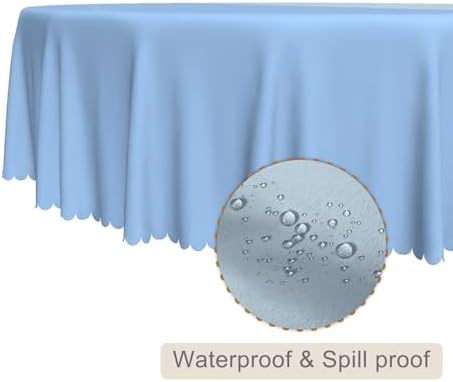 Light Blue Round Tablecloth 70 Inch Gradient Dusty Blue Circular Table Cover Waterproof and Spill Proof Fabric Table Cloth for Kitchen Dining Room Outdoor Birthday Wedding Themed Party Decor - Image 2