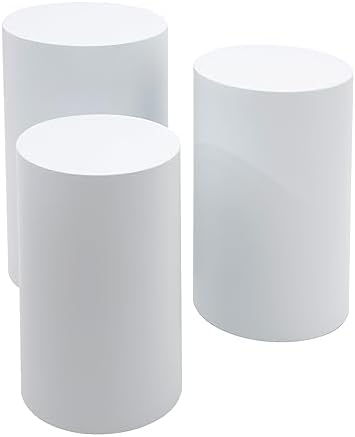 3PC Cylinder Pedestal Stands for Party, White Round Large Metal Cylinder Dessert Tables, Pedestal Display Plinth Pillars for Wedding Birthday Baby Shower Event Art Decor - Image 6
