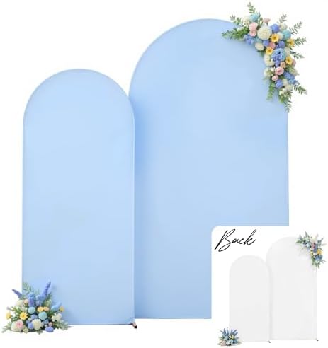 White and Blue Arch Backdrop Cover 7.2FT 6FT Wedding Arch Covers Set of 2 Spandex Fitted Fabric Backdrops Double-Color Arches Covers Stretchy Backdrop for Party Baby Shower Birthday Decoration by Tao-GePartyDecorations