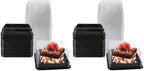 Hewnda 100 Pack Black Cake Pans,Bottom 5Inch X Heigh 2.2Inch Clear plastic mini cake box muffins box cookies box wedding birthday gift box by Hewnda