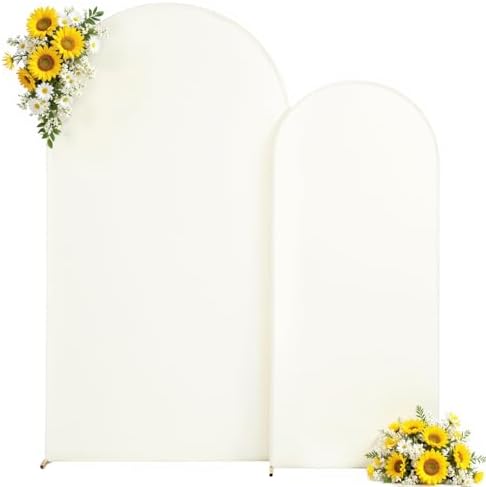 Ivory Arch Cover 7.2FT 6FT Wedding Arch Backdrop Covers Set of 2 Spandex Fitted Metal Arch Stand Covers for Birthday Baby Shower Party Decor Girls Bridal Banquet Photo Booth Balloon Arch Background - Image 5