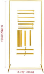 Gold Wedding Arch Backdrop Stand, 6.6FT*3.3FT Square Balloon and Flower Metal Frame for Ceremony, Anniversary, Party, Baby Shower Photo Booth Decoration. - Image 2