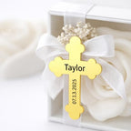 Personalized Rose Shaped Soy Candle Favors with Gold Acrylic Cross Label – Baptism & Christening Keepsake, Religious Wedding or Shower Gift Set (10–200 PCS) - Image 3