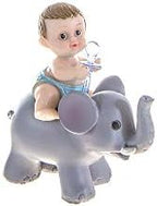 Keepsake Figurine 12 pcs Baby Boy Holding Pacifier on Elephant | Awesome Decorations or Party Favors | for Pregnancy Announcements, Gender Reveals, Birthday and Special Celebrations - Image 2