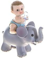 Keepsake Figurine 12 pcs Baby Boy Holding Pacifier on Elephant | Awesome Decorations or Party Favors | for Pregnancy Announcements, Gender Reveals, Birthday and Special Celebrations - Image 2