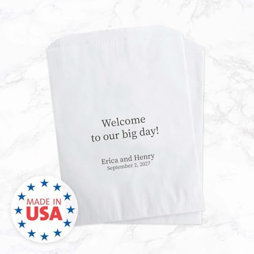 Personalized Text Treat Bags / 50 Fully Custom Event Thank You Dessert Bags / 5 3/4" x 8" Flat Classic Black And White Graduation Wedding Celebration Party Favor Candy Cookie Holder/Made In The USA - Image 6