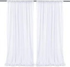 10ft x 10ft White Chiffon Backdrop Curtains, Wrinkle-Free Sheer Chiffon Fabric Photo Curtain Drapes for Wedding Ceremony Arch Party Stage Photography Decorations by WishCare