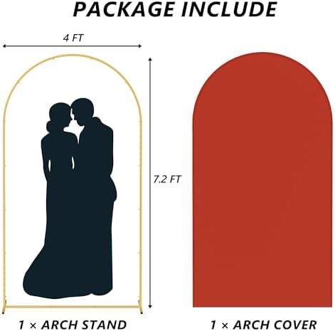Neatsure Arch Backdrop Stand and Cover Set, 7.2FT Metal Photo Balloon Arch Backdrop Stand for Wedding Birthday Party Baby Shower Ceremony Graduation Decoration, Terracotta - Image 3