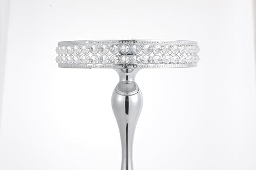3pcs Round Mirror Cake Stands, Metal Cupcake Display Stand with Crystals, Dessert Pedestal Cupcakes Dessert Cheese Display Plates for Wedding Birthday Party for Baby Shower Home Decor - 15/11/8 Inch Tall (Silver) - Image 6