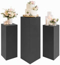 3PCS Square Black Pedestal Stands for Party Metal Pedestal Display Stands Dessert Table Decoration Pillars Cake Pedestal Plant Stands for Party Birthday Wedding Props by Unknown