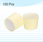 HARFINGTON 150Pcs Paper Baking Cups 6oz Disposable Cupcake Pinstripe Yellow - Image 3