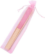 50pcs Paper Hand Fan with Organza Bags Bamboo Handheld Folding Fan DIY Decorative Wedding Party Favors (Pink) - Image 4