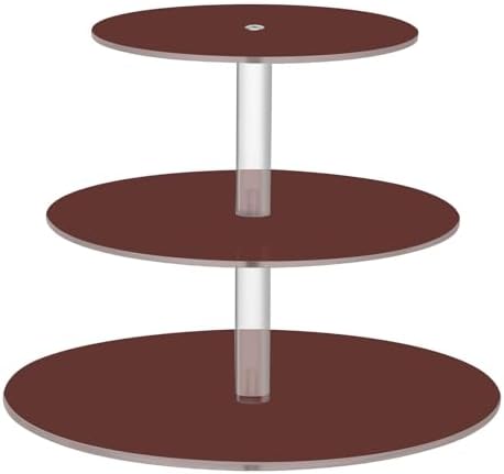 J JOYSAY Burgundy Print Acrylic Cupcake Stand 3 Tier Dessert Table Display Set Clear Cake Stands for Wedding Baby Shower Party Decorations Easy Assembly Donut Tower by J+JOYSAY