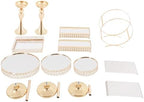 9 Pcs Cake Display with Mirror, Wedding Crystal Cake Stands for Reception - Image 7