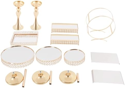 9 Pcs Cake Display with Mirror, Wedding Crystal Cake Stands for Reception - Image 7