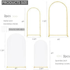 Set of 2 Metal Arch Backdrop Stands with White Covers, 6/7.2FT - Image 3