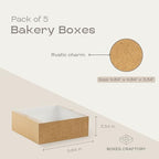 Pack of 5 Bakery Boxes with Window (9.84" x 9.84" x 3.54") - Ideal for Cake, Pies, Donut and Muffins - Natural Brown - Image 2