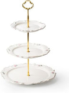 3 Tier Cupcake Stand, Ceramic Tiered Serving Stand by Omifun