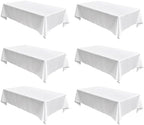 Fitable 6 Pack White Faux Linen Tablecloths Rectangle 90x156 Inch by Fitable