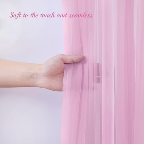 20x10ft Baby Pink Tulle Backdrop Curtain with Lights String for Parites, Sheer Backdrop Curtains for Wedding Baby Shower Birthday Party Photo Shoot Decorations - Image 6