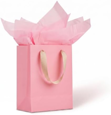 Aosric Pink Gift Bags with Tissue Paper, 30 Pack, 7x4x9 In by AOSRIC