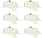 Fitable 6 Pack Ivory Tablecloths 90x132 Inch for 6 Foot Rectangle Tables by Fitable