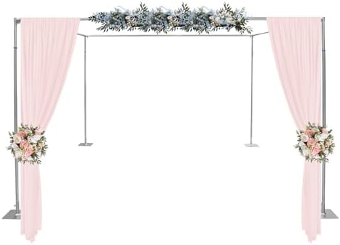Adjustable Wedding Arches for Ceremony, 4 Post Hardware Kit, Outdoor Wedding Party Stand, 4 Post Backdrop Stand Kit Wedding Decorations Arch Square Backdrop Stand, 9.84 * 9.84 * 9.84ft Silver - Image 5