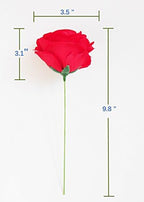 Artificial Flowers 50PCS Silk Rose with Wire Stem Fake Rose for DIY Wedding Décor Bride&Bridesmaid Bouquets Home Office Baby Shower Party Prom Centerpieces Arch Garland(Red) - Image 2