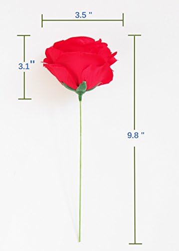 Artificial Flowers 50PCS Silk Rose with Wire Stem Fake Rose for DIY Wedding Décor Bride&Bridesmaid Bouquets Home Office Baby Shower Party Prom Centerpieces Arch Garland(Red) - Image 2