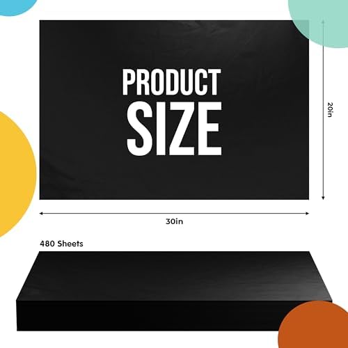Party Solids Black Tissue Paper for Gift Bags 20" X 30" 480 Sheets - Image 2