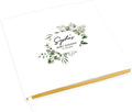 Andaz Press Personalized Baby Shower Guestbook with Gold Accents, Geometric Greenery Custom Guestbook, White Guest Sign-in Registry, 120 Pages 8.5" X 8.5" Memories Book for DIY Scrapbook Photo Album by AndazPress