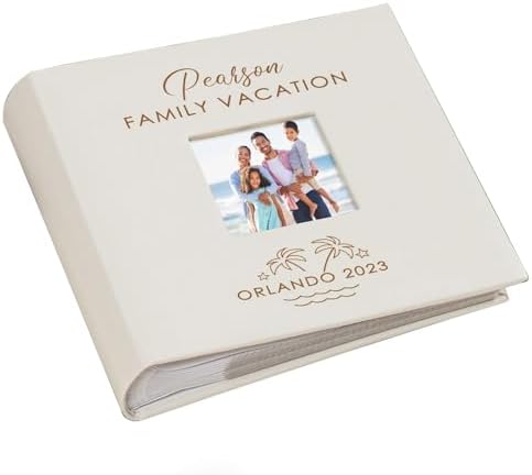 Personalized Photo Album, Custom Engraved Picture Album, Holds 200 4" x 6" Photos, Leatherette and Laser Engraved Scrapbook, Tropical Family Vacation with Palm Trees by GiftsForYouNow
