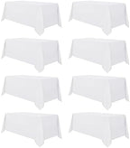 sancua 8 Pack White Table Cloth 90x132 Inch for 6 Feet Rectangle Tables by sancua
