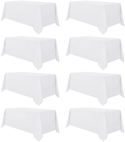 sancua 8 Pack White Table Cloth 90x132 Inch for 6 Feet Rectangle Tables by sancua