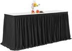 PARTISKY Black Polyester Table Skirt for Rectangle Tables 12ft, Wrinkle Resistant Pleated Ruffle Tablecloth for Banquet Wedding Trade Baby Shower Display Gift Dining Table - Image 2