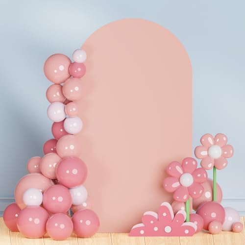7.2FT Wedding Arch Cover Dusty Rose Spandex Fitted Arch Backdrop Cover Balloon Arch Stand Cover for Parties Round Top Chiara Backdrop Covers Arch Wall Cover for Gender Reveal Prom Decoration by PATYDEST