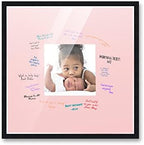 Poster Palooza 16x16 Black Autograph & Signature Picture Frame With Pink Square Opening Photo Mat for 5x5 Pictures - With Pens, UV Acrylic & Foamboard Backing by PosterPalooza