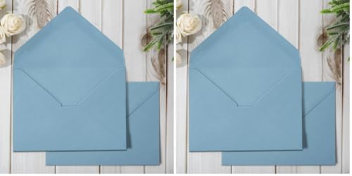 Whaline 50Pcs A7 Invitation Envelopes Set Dusty Blue Greeting Card Envelopes V-Flap Envelope Gift Card Sleeves for Mailing Envelope Sending Card Wedding Baby Shower Birthday, 7.3x5.3 Inch (Pack of 2) by Whaline