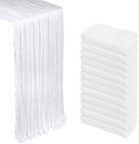 12 Pack 23 x 120 Inch White Table Runner 10Ft Cheesecloth by Heneger