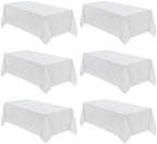 VidaFete 6 Pack 90 * 156inch White Rectangle Tablecloth for 8ft Tables by VidaFete