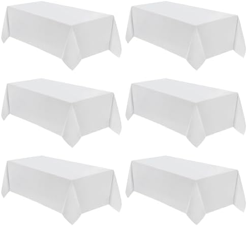 VidaFete 6 Pack 90 * 156inch White Rectangle Tablecloth for 8ft Tables by VidaFete