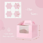 EUSOAR Cupcake Treats Gift Boxes, 5.9" x 5.9" x 4.3" 50Pcs Cupcake Carrier Boxes with insert and Display Window, Bakery Wrapping Party Favor Pastry Packing Take-Out Muffin Carry Boxes Container - Image 4