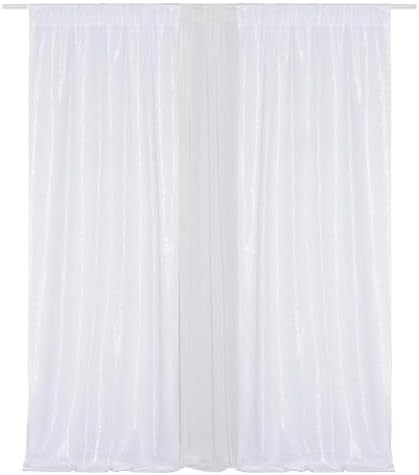 Eternal Beauty White Sequin Backdrop Curtains, 4 Panels 2x8FT - Image 4