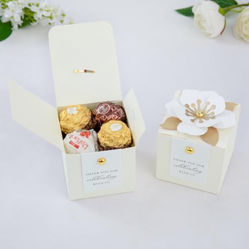 FEIYI 20 PCS Favor Boxes, Sparkle Ivory Candy Boxes 2.55x2.55x2.55 - Image 3
