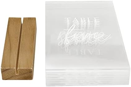 Hanna Roberts Modern Table Number Acrylic Signs with Wood Stand for Wedding Reception, Restaurant, Event Party, 3.9" x 1.5" x 5.8" (Set of 10, 1-10) - Image 4