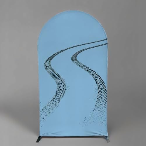 Arch Backdrop Cover for Fast ONE Racing Car Birthday Party Arch Spandex Fabric Cover Checkered Tire Track Car Kids Boys Baby Shower Parties Decors (4366,2.2x5ft) - Image 2