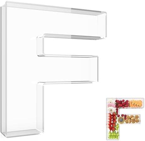 13.8" Extra Large Acrylic Letter Charcuterie Board Box, Reusable Fillable Letter Cake Candy Dish Display Serving Tray for Birthday Anniversary Party Decoration (F) by RUFHVTY