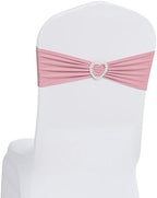 Pack of 120 Spandex Chair Sashes Bows Stretch Chair Cover Band with Buckle Slider Universal Elastic Chair Ties for Wedding Banquet Party Event Decoration (Dusty Pink) by Howhic